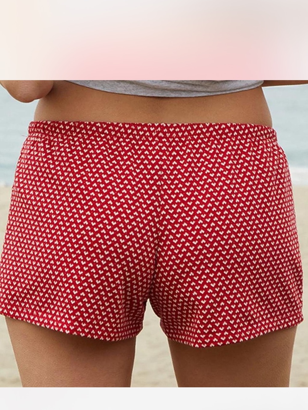 Brandy Melville Red Patterned Athletic Lounge Shorts